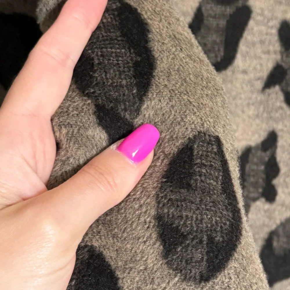 Stylish Leopard Print Woman’s 3/4 Sleeve Hot Neon Link Outerwear Coat - Picture 5 of 9